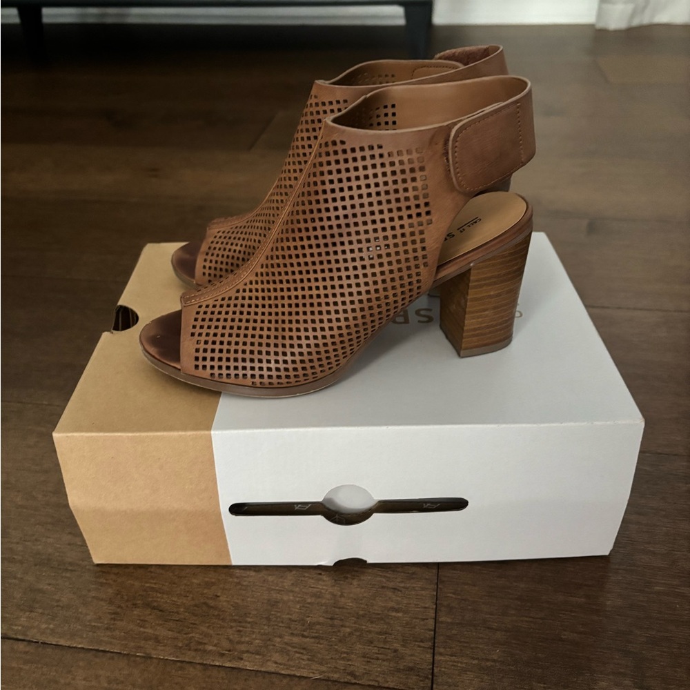 Call It Spring Tan Peep Toe Heels
